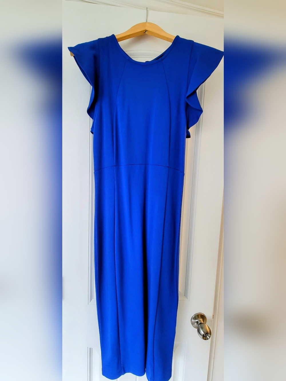 Felicity & Coco Bright Cobalt Blue Midi Dress with Flutter Sleeves